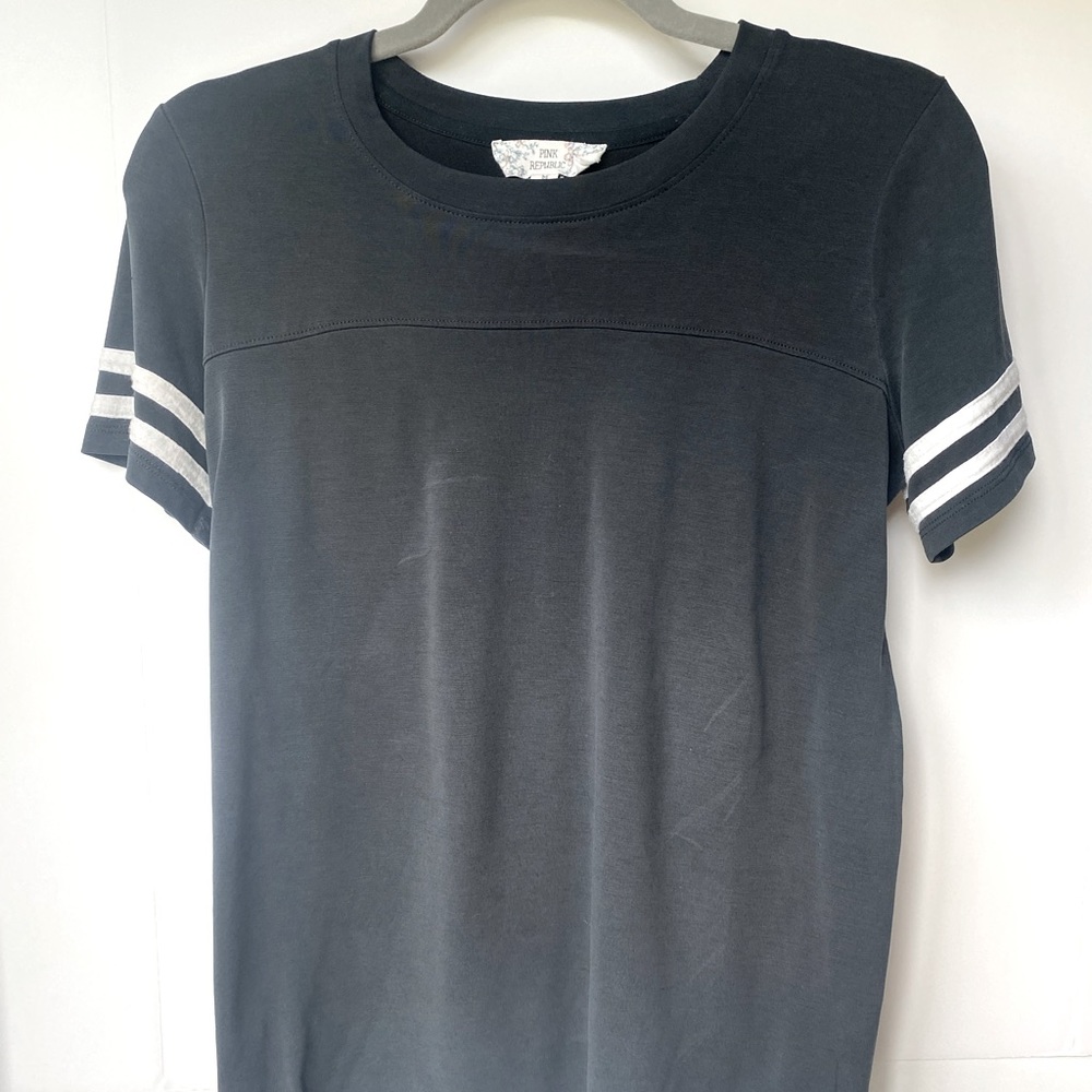 Women’s Pink Republic Black Tee w/ White Striped Sleeve